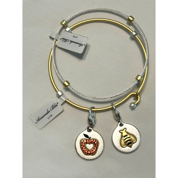 Amanda Blu Jewelry - NWT Two Amanda Blue Gold and Silver Tone Charm Bangle Bracelets
